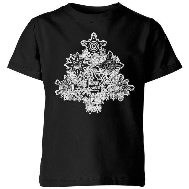 Marvel Shields Snowflakes Kids' Christmas T-Shirt - Black - 9-10 Years on Productcaster.