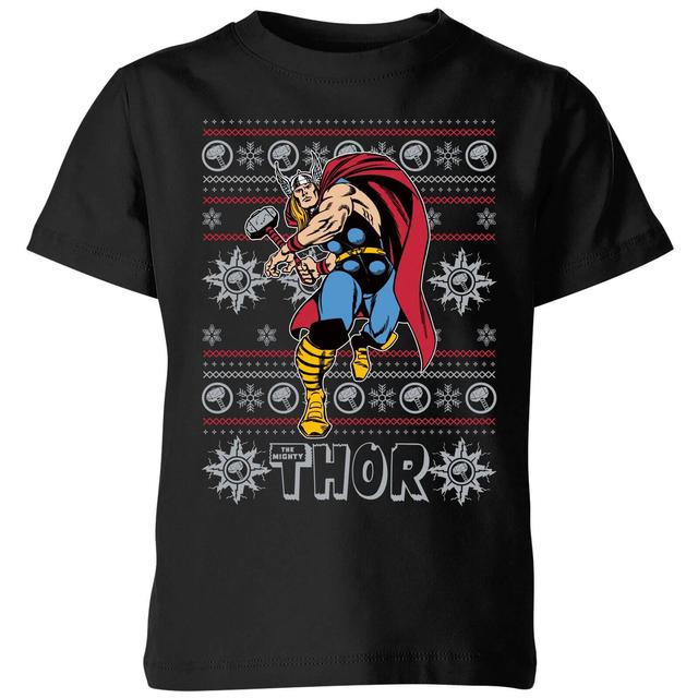 Marvel Thor Kids' Christmas T-Shirt - Black - 3-4 años - Negro on Productcaster.