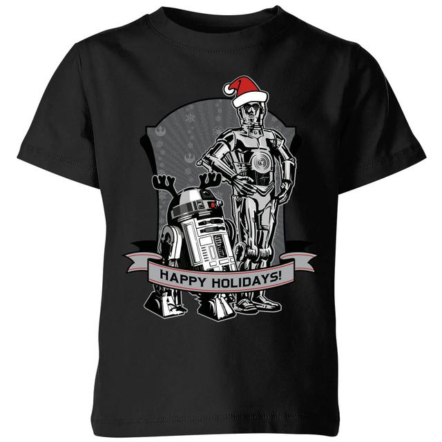 Camiseta navideña Happy Holidays Droids para niño de Star Wars - Negro - 11-12 años on Productcaster.