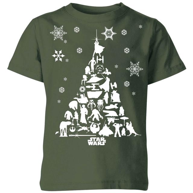 Star Wars Character Christmas Tree Kids' Christmas T-Shirt - Forest Green - 7-8 Jahre on Productcaster.