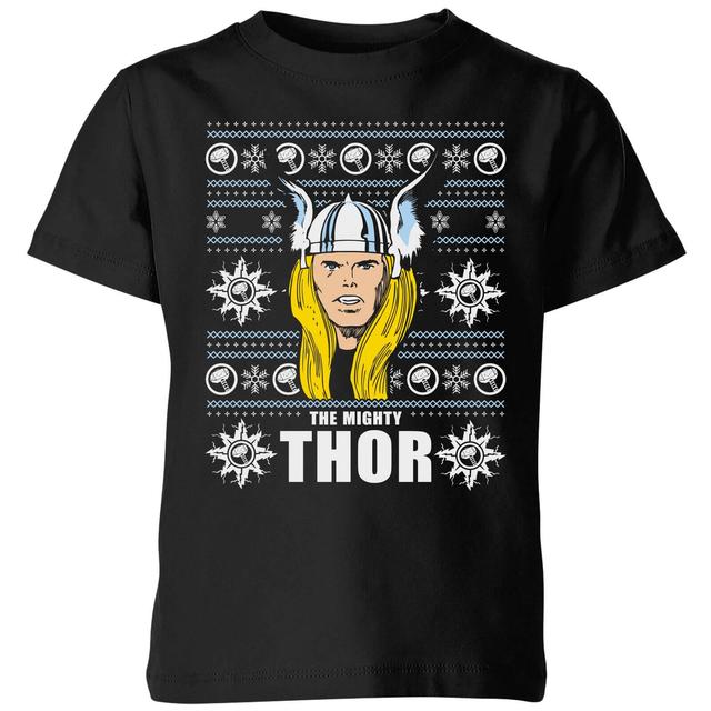 Camiseta de Navidad para niño Thor Face de Marvel - Negro - 5-6 años - Negro on Productcaster.