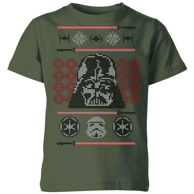 Camiseta de Navidad para niño Darth Vader Face Knit de Star Wars - Verde bosque - 3-4 años - Forest Green on Productcaster.