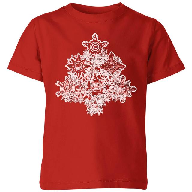 Marvel Shields Snowflakes Kids' Christmas T-Shirt - Red - 3-4 Jahre on Productcaster.