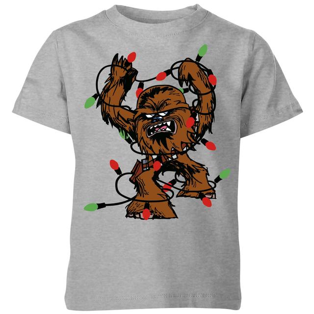 Star Wars Tangled Fairy Lights Chewbacca Kids' Christmas T-Shirt - Grey - 9-10 Jahre on Productcaster.