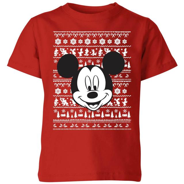 Camiseta navideña para niños Disney Mickey Face - Rojo - 11-12 años on Productcaster.