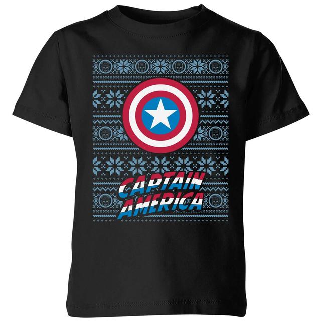 Camiseta navideña para niño Capitán América de Marvel - Negro - 3-4 años - Negro on Productcaster.