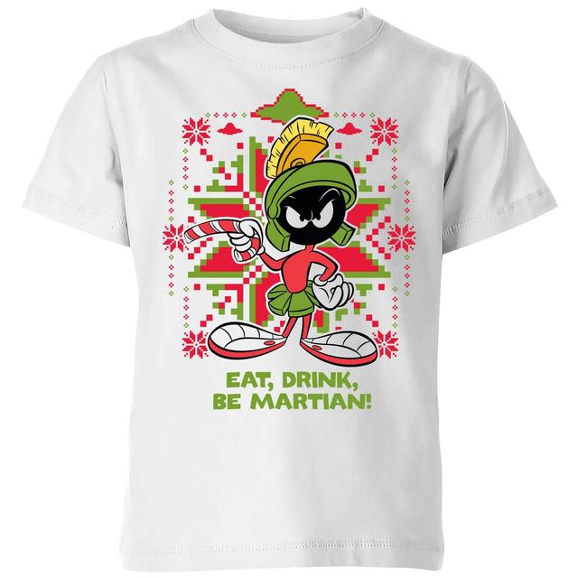 Looney Tunes Eat Drink Be Martian Kids' Christmas T-Shirt - White - 9-10 Years on Productcaster.