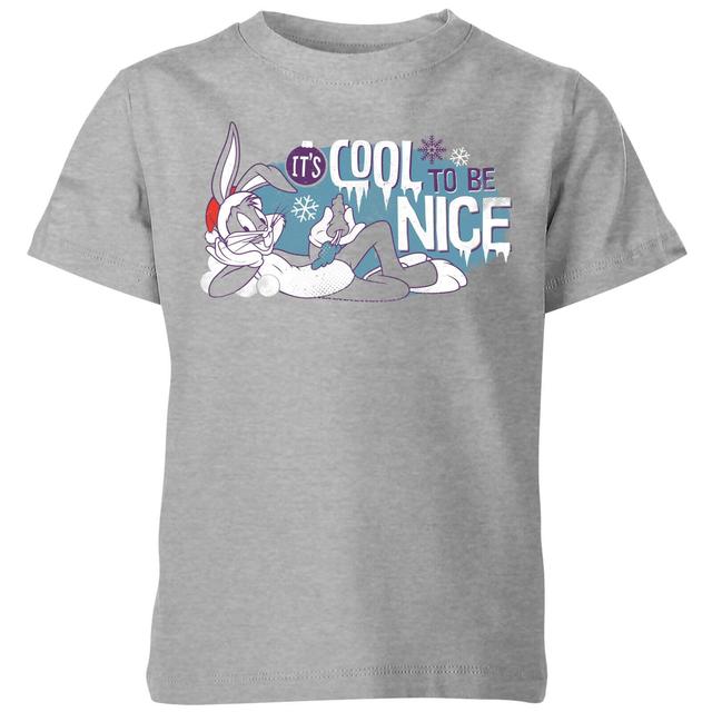 Looney Tunes Its Cool To Be Nice Kids' Christmas T-Shirt - Grey - 7-8 år on Productcaster.