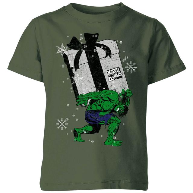 Camiseta navideña para niño The Incredible Hulk Christmas Present de Marvel - Verde bosque - 5-6 años on Productcaster.