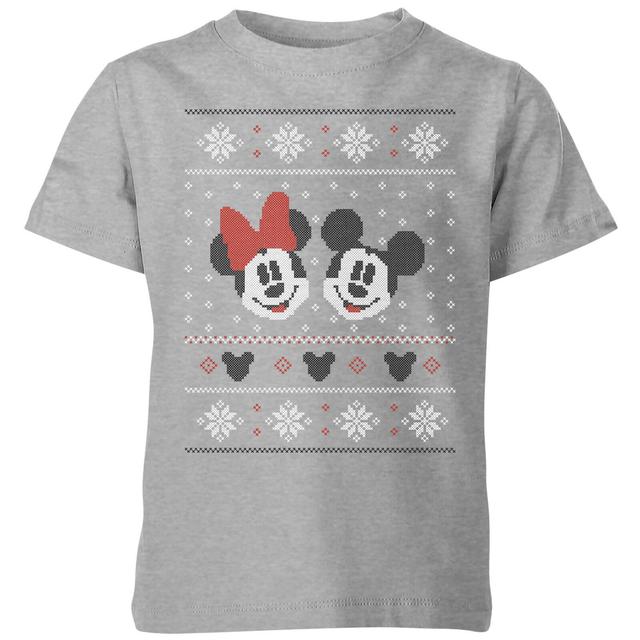 Disney Mickey and Minnie Kids' Christmas T-Shirt - Grey - 7-8 Years on Productcaster.