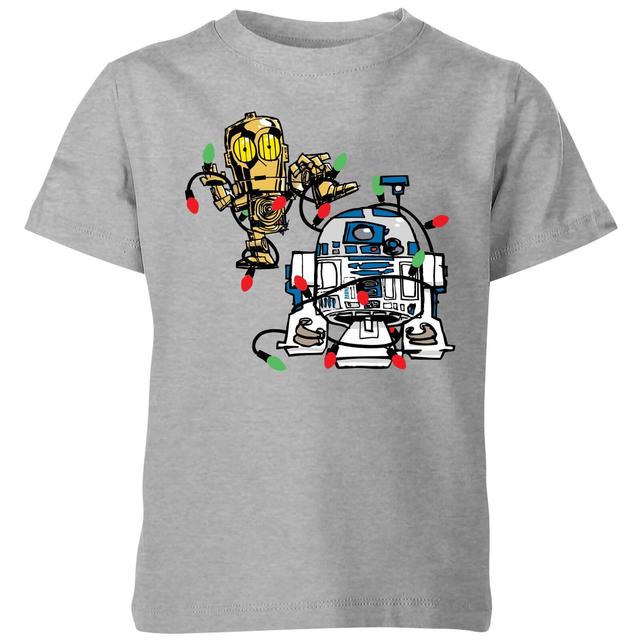 Star Wars Tangled Fairy Lights Droids Kids' Christmas T-Shirt - Grey - 9-10 años on Productcaster.