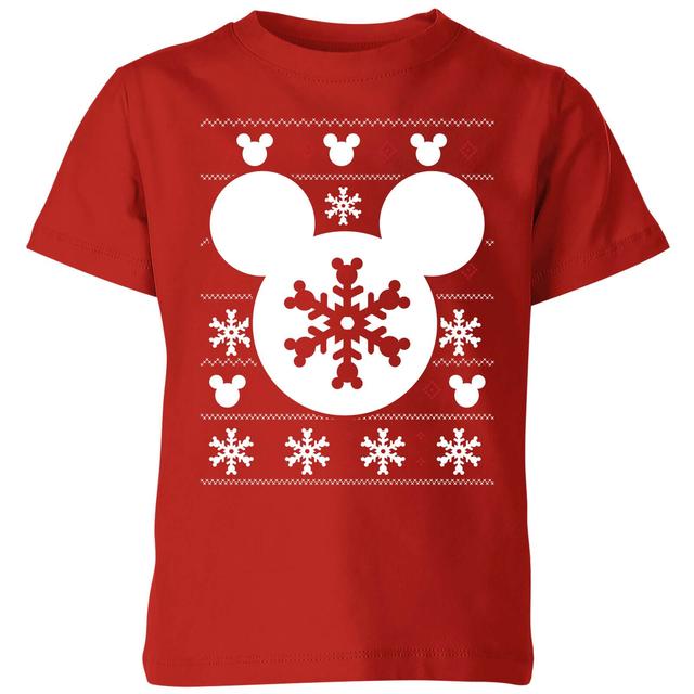 Disney Snowflake Silhouette Kids' Christmas T-Shirt - Red - 11-12 años on Productcaster.