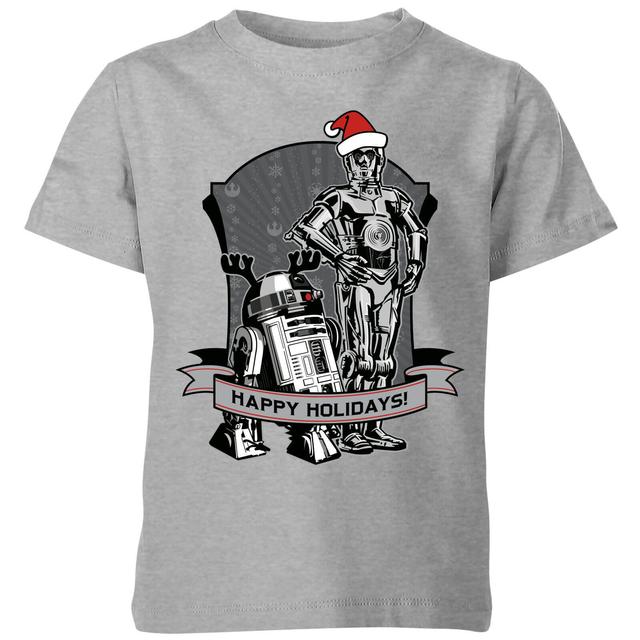 Camiseta navideña Happy Holidays Droids para niño de Star Wars - Gris - 11-12 años - Gris on Productcaster.