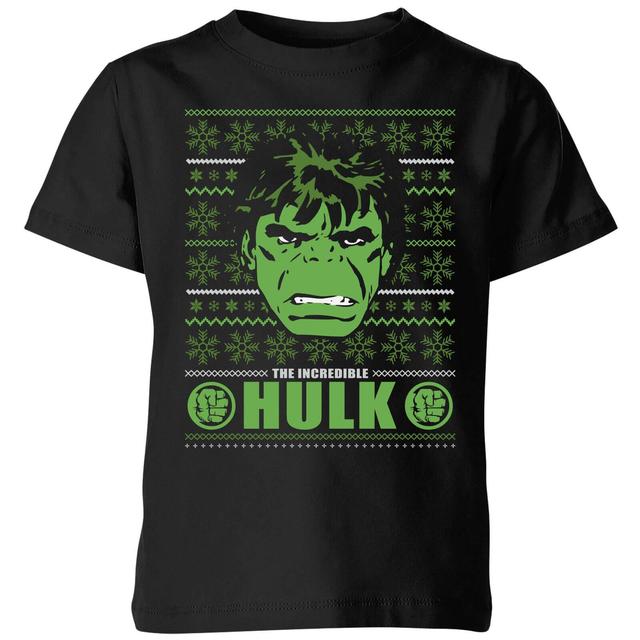 Camiseta de Navidad para niños Hulk Face de Marvel - Negro - 11-12 años - Negro on Productcaster.