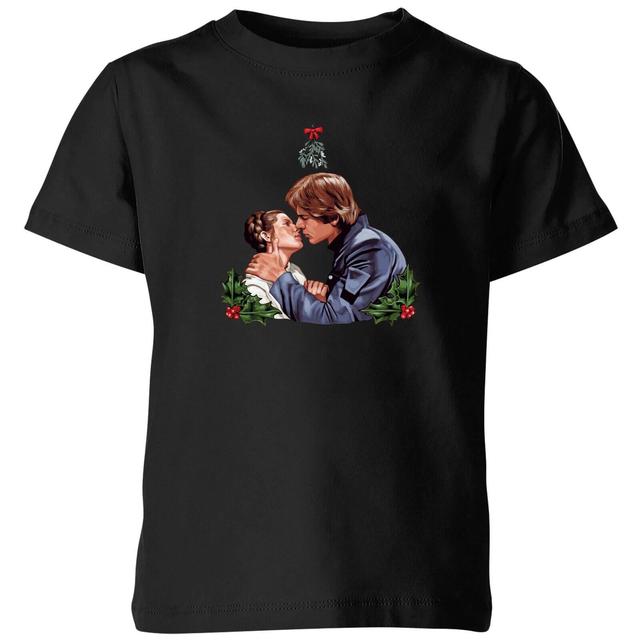 Star Wars Mistletoe Kiss Kids' Christmas T-Shirt - Black - 7-8 Years on Productcaster.