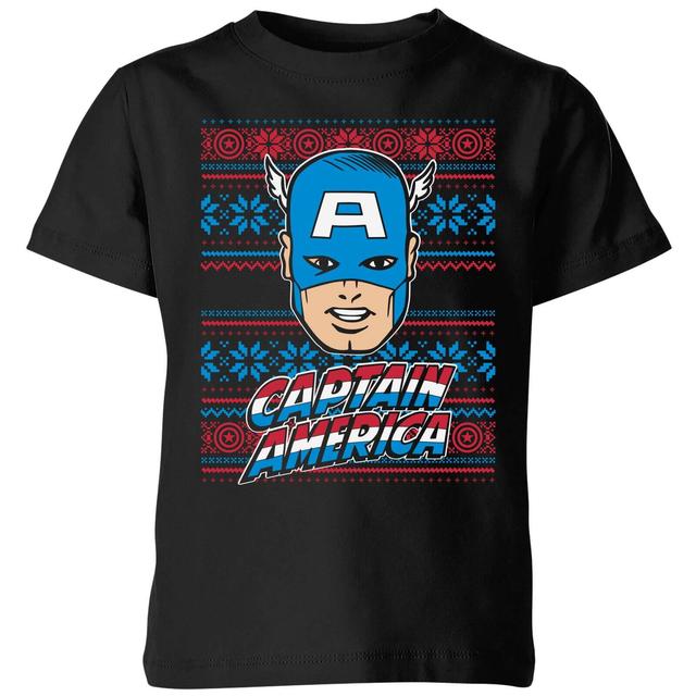 Camiseta de Navidad para niño Capitán América Face de Marvel - Negro - 9-10 años - Negro on Productcaster.