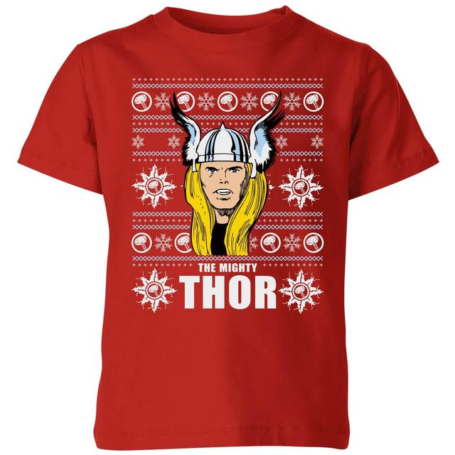 Camiseta de Navidad para niño Thor Face de Marvel - Rojo - 11-12 años - Rojo on Productcaster.