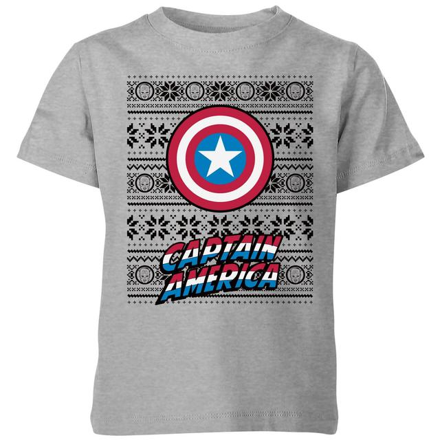 Camiseta navideña para niño Capitán América de Marvel - Gris - 5-6 años - Gris on Productcaster.