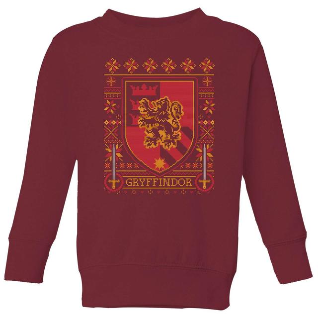 Harry Potter Gryffindor Crest Kinder Weihnachtspullover - Burgunderrot - 5-6 Jahre on Productcaster.