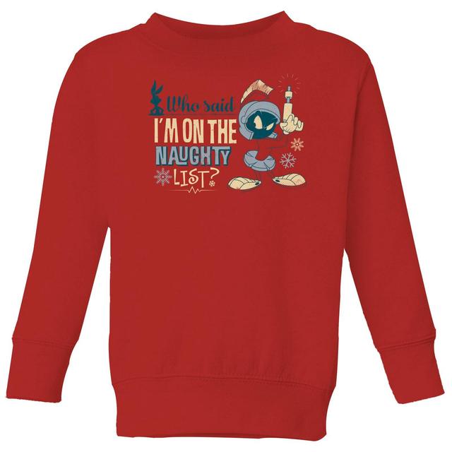 Looney Tunes Martian Who Said Im On The Naughty List Kids' Sudadera Navideña - Roja - 7-8 años on Productcaster.