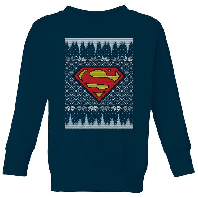 DC Superman Knit Kinder Weihnachtspullover - Navy Blau - 9-10 Jahre - Marineblau on Productcaster.