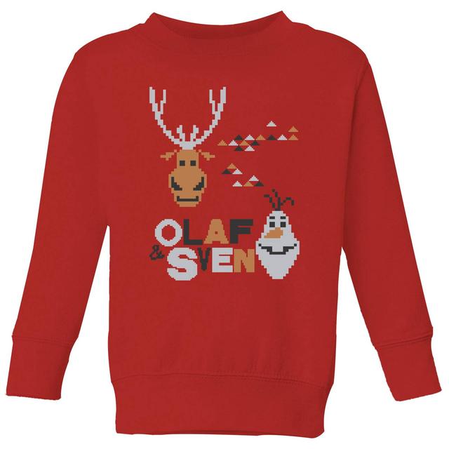 Disney Frozen Olaf and Sven Kids' Sudadera Navideña - Roja - 5-6 años on Productcaster.