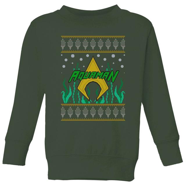 DC Aquaman Knit Kinder Weihnachtspullover - Dunkelgrün - 5-6 Jahre - Forest Green on Productcaster.