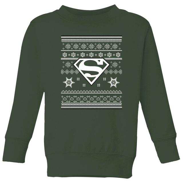 DC Superman Kids' Christmas Sweatshirt - Forest Green - 7-8 Years - Forest Green on Productcaster.