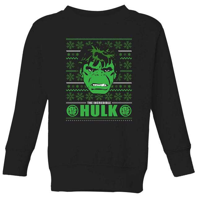 Marvel Hulk Face Kids' Christmas Jumper - Black - 5-6 Years on Productcaster.