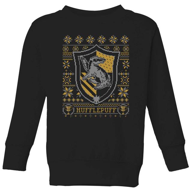 Harry Potter Hufflepuff Crest Kinder Weihnachtspullover - Schwarz - 3-4 Jahre on Productcaster.