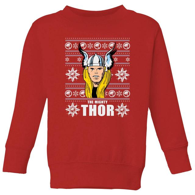 Marvel Thor Face Kids' Sudadera Navideña - Roja - 7-8 años - Rojo on Productcaster.