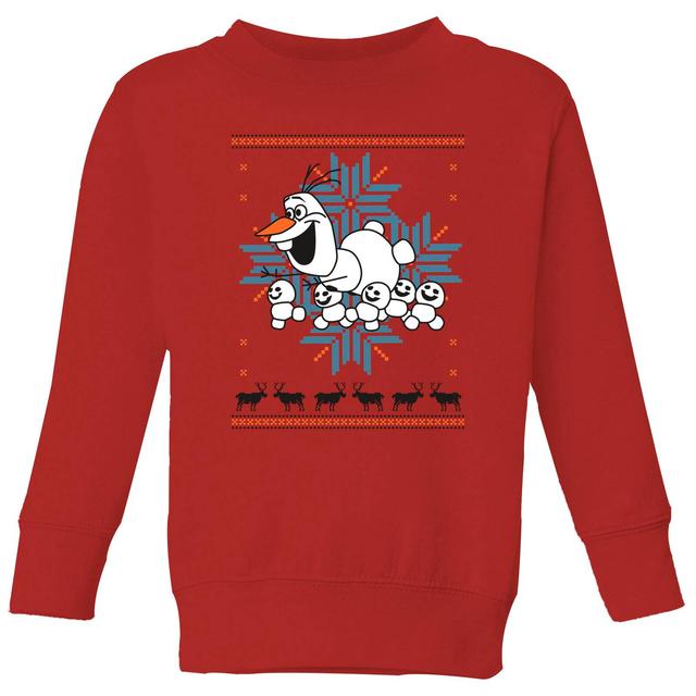 Disney Frozen Olaf and Snowmen Kids' Christmas Sweatshirt - Red - 9-10 år on Productcaster.