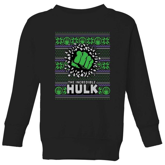 Marvel Hulk Punch Kinder Weihnachtspullover – Schwarz - 5-6 Jahre on Productcaster.