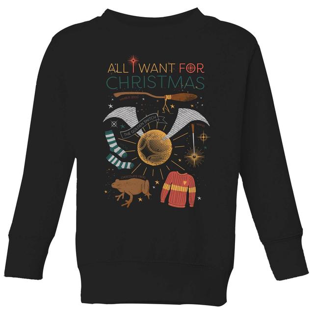 Harry Potter All I Want Kids' Christmas Sweatshirt - Black - 5-6 Years on Productcaster.