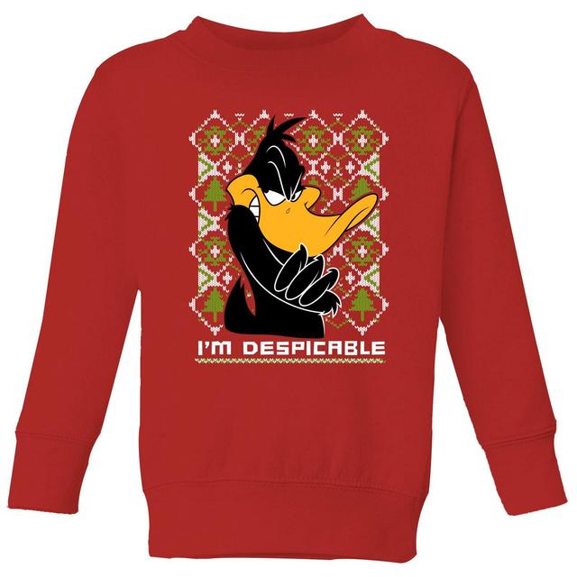 Looney Tunes Daffy Duck Knit Kids' Christmas Jumper - Red - 7-8 Years on Productcaster.