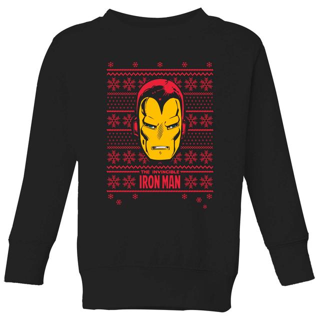 Marvel Iron Man Face Kids' Christmas Jumper - Black - 7-8 Years - Black on Productcaster.