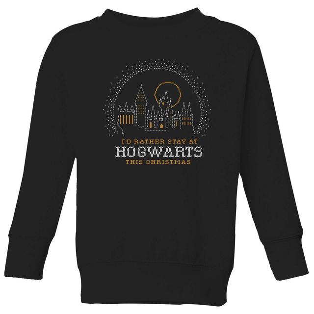 Harry Potter I'd Rather Stay At Hogwarts Kinder Weihnachtspullover - Schwarz - 11-12 Jahre on Productcaster.