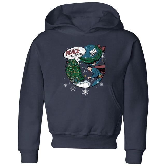 DC Superman Peace On Earth Kinder Christmas Hoodie - Navy Blau - 3-4 Jahre - Marineblau on Productcaster.