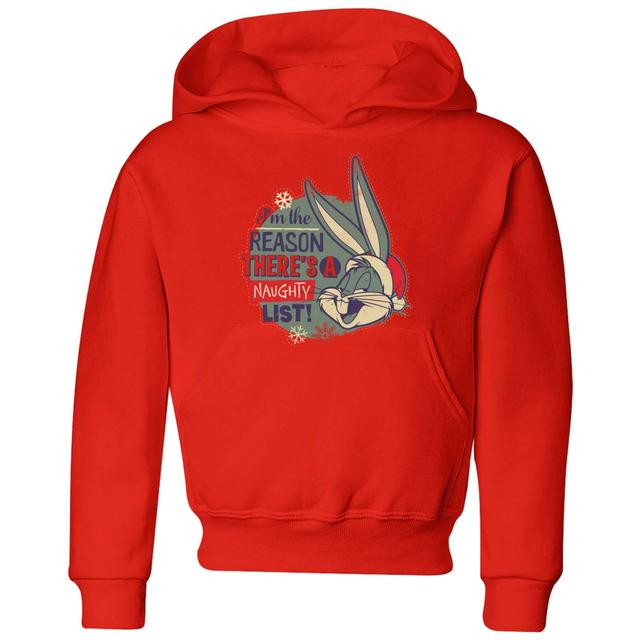 Looney Tunes I'm The Reason There Is A Naughty List Kids' Christmas Hoodie - Red - 3-4 ans - Rouge on Productcaster.