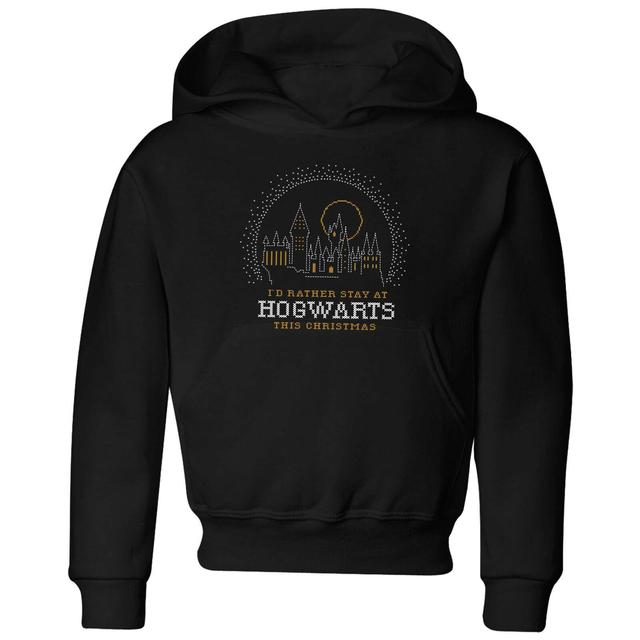 Harry Potter I'd Rather Stay At Hogwarts Kinder Christmas Hoodie - Schwarz - 3-4 Jahre on Productcaster.