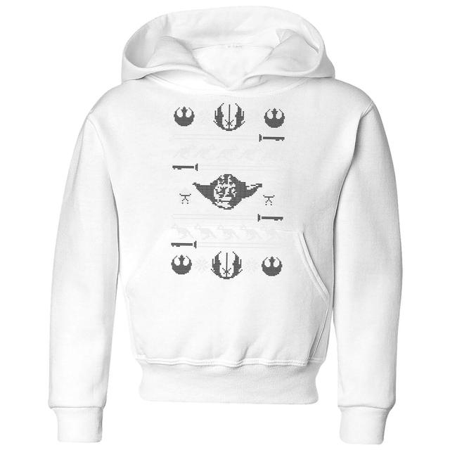 Star Wars Yoda Sabre Knit Kids' Christmas Hoodie - White - 5-6 år - Vit on Productcaster.