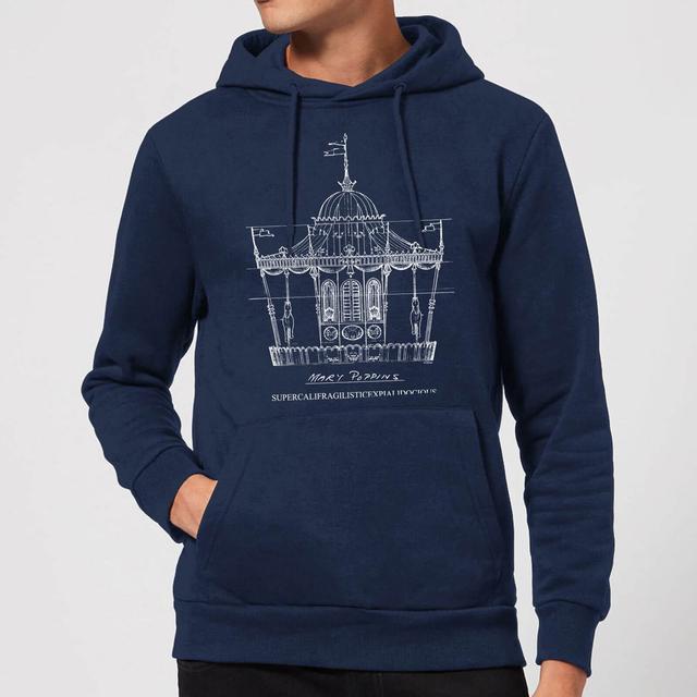 Mary Poppins Carousel Sketch Christmas Hoodie - Navy - XL on Productcaster.