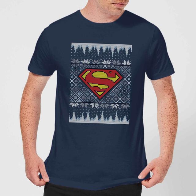 DC Superman Knit Men's Christmas T-Shirt - Navy - XXL on Productcaster.