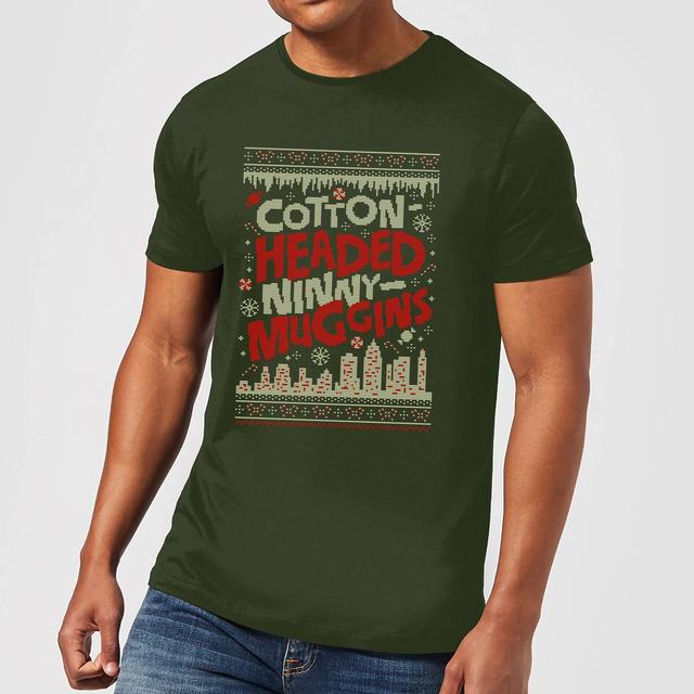 Elf Cotton-Headed-Ninny-Muggins Knit Men's Christmas T-Shirt - Forest Green - S on Productcaster.