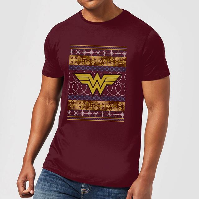 DC Wonder Woman Knit Men's Christmas T-Shirt - Burgundy - XXL on Productcaster.