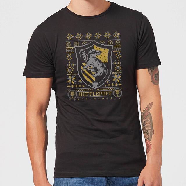 Camiseta navideña Hufflepuff Crest de Harry Potter para hombre - Negro - 3XL on Productcaster.