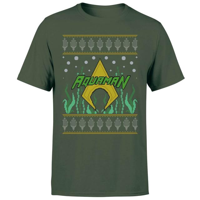 T-Shirt DC Aquaman Knit Christmas - Forest Green - Uomo - S - Forest Green on Productcaster.