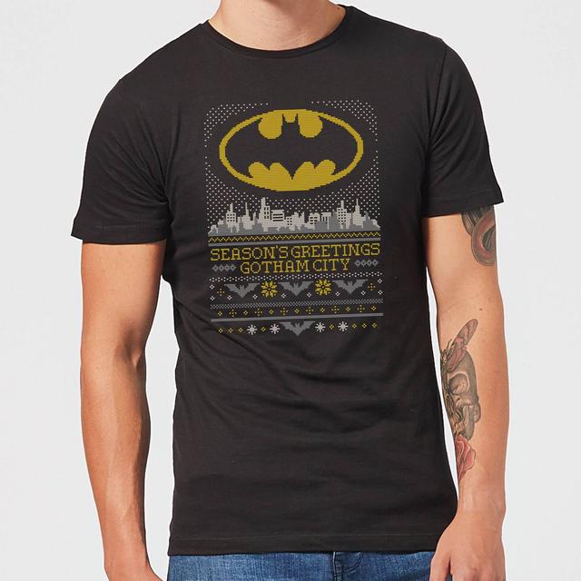 DC Seasons Greetings From Gotham Men's Christmas T-Shirt - Black - S on Productcaster.