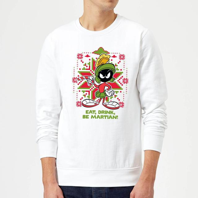 Looney Tunes Eat Drink Be Martian Christmas Jumper - White - L on Productcaster.