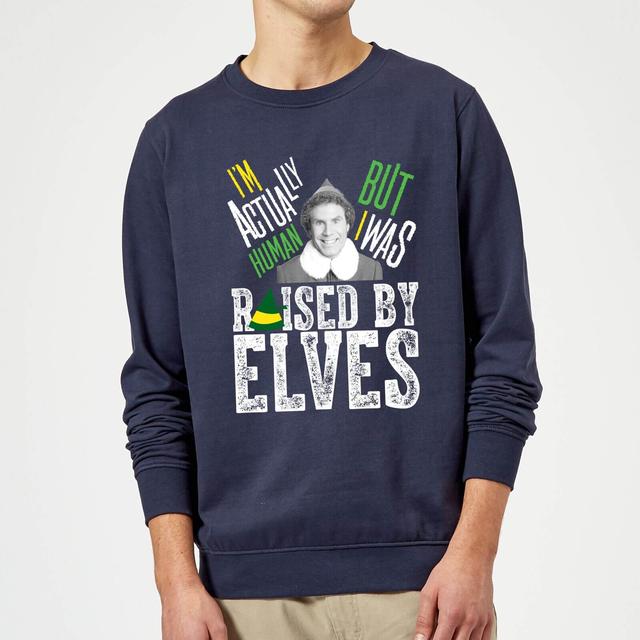 Elf Raised By Elves Christmas Jumper - Navy - L on Productcaster.